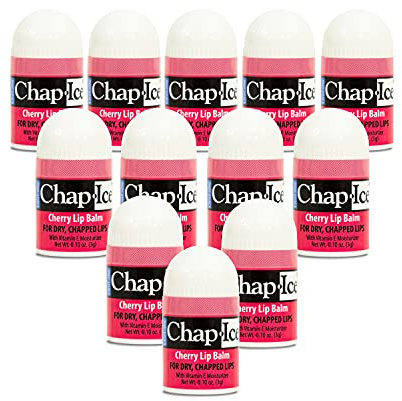 Chap-Ice® | 12-Count Mini Cherry Lip Balm Pack Fortified with Vitamin E for Dry, Cracked Lips | Made in USA | Cherry Flavor (0.10oz/3g Each)