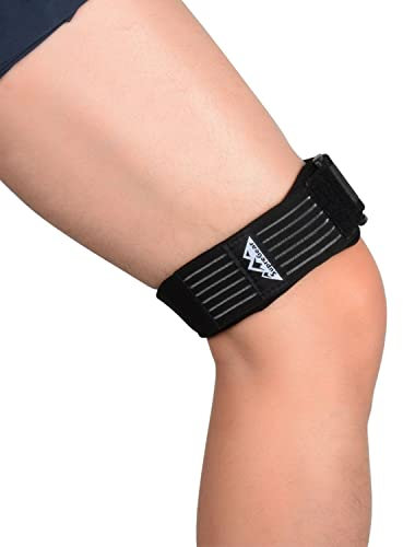 SupreGear Rodilla Protector Cinta para Tendón, Correa de banda IT para Rodilla, Cinta Rotuliana Ajustable, Cómoda y Transpirable con Compresión Adicional para el Síndrome de la Banda Iliotibial