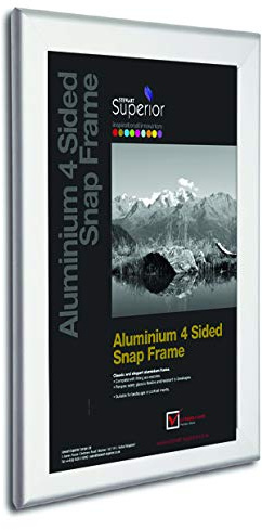 Stewart Superior A3 Aluminium 4 Sided 32mm Front Loading Picture/Poster Snap Frame - Silver