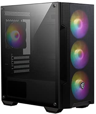 MSI MAG FORGE M100A Mini-Tower PC Gehäuse - unterstützt Micro-ATX & Mini-ITX, Mesh-Front, 4x 120mm Auto RGB Lüfter, Magnetischer Staubfilter, USB 3.2 Gen 1 Typ-A
