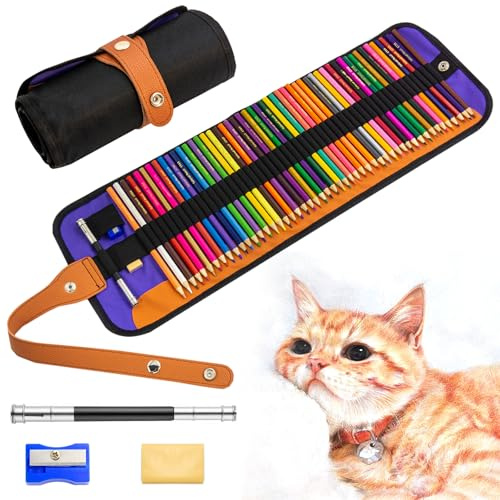 Ugmic - Lot de 50 crayons de couleur professionnels pour adultes - Crayon coloriage adulte de haute qualité - Crayon de couleur professionnel polyvalent - Idéal pour les artistes