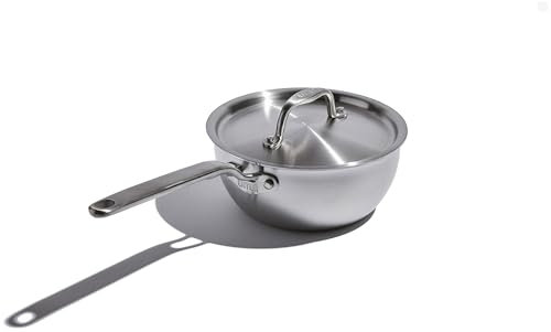 Heritage Steel x Eater 2 Quart Stainless Steel Saucier Pan | 5-Ply Fully Clad | Stay Cool Handle | Induction Compatible | Non-Toxic | Cook like a Pro
