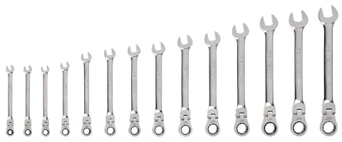 TEKTON Flex Head 12-Point Ratcheting Combination Wrench Set, 14-Piece (6-19 mm) | WRC95002