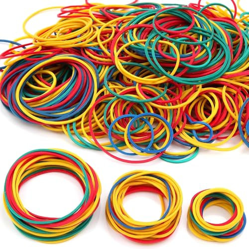600 Stück Gummibänder Bunte Gummiringe 200g Gummis Natürliche Haushaltsgummis Gemischt Dickes Gummiband Sortierte Größen 25mm 38mm 50mm für Arbeit Büro Küchen Bankpapier Rechnungen