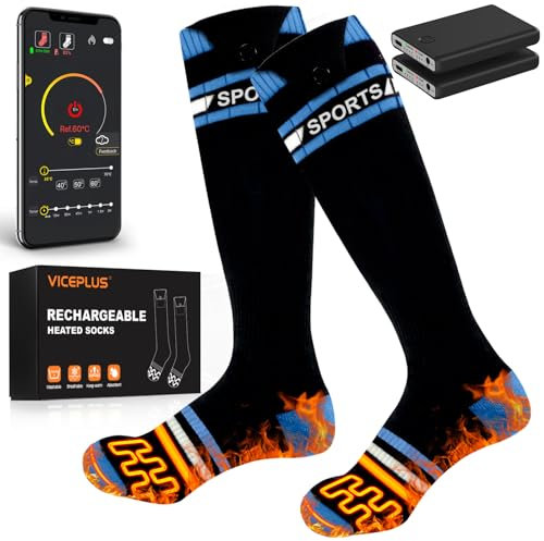 Beheizbare Socken Beheizte Socken,Heizsocken Skisocken 5v 6000 mAh Wiederaufladbare Warme Socken Fußwärmer mit APP-Steuerung Warme Winter Socken Männer Frauen