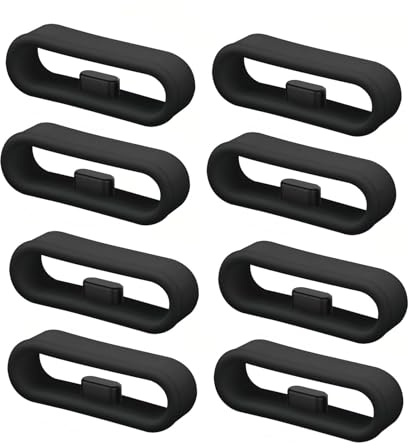 8 Piezas Retenedor Correa Reloj, Soporte para Correa de Reloj Trabilla Reloj Silicona Anillos de Silicona de Sujeción de Reloj para Garmin Vivoactive 3, Fenix 5s, Vivomove, Forerunner (Negro)