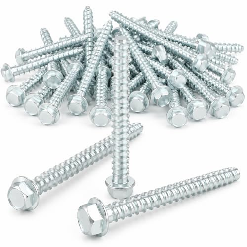 ORTAVA 20 stycken betongskruvar M10 x 75 mm utan pluggar, sexkantshuvud, skruvbanker galvaniserade med skiva, väggskruvar för betong, murverk, sten och tegel