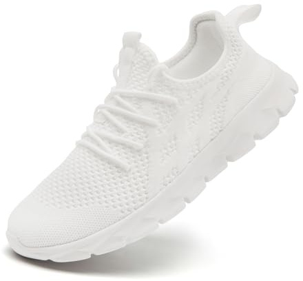 ZDFQLGV Damen Turnschuhe Outdoor Straßenlaufschuhe Atmungsaktiv Tennisschuhe Slip on Freizeitschuhe Laufschuhe Leichtgewichts Trainingschuhe Schuhe rutschfest Walking Joggingschuhe Weiß EU 37