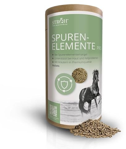 STRÖH oligoelementos Pro Pellets caballo (1,2 kg) • Zinc, manganeso, hierro, cobre, selenio, yodo y cobalto para caballos • Hierbas para caballos • Alimento mineral premium