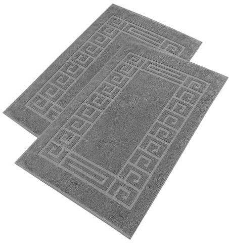 nice homeit 2er-Set Frottee-Badteppiche – 100% Baumwolle – hochwertige Badematten für Dusche – extra weich, saugfähig und maschinenwaschbar – Made in Italy (Dunkelgrau, 50 x 80 cm)
