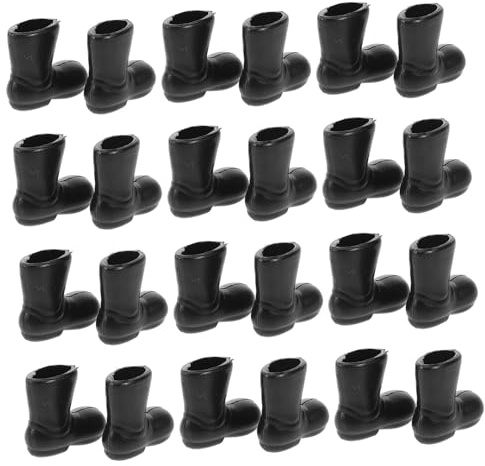 WEKAMOS 50 Stück 2cm Miniatur Puppenschuhe Schwarz Kunststoff Kleiner Schuhe für Puppen Bastelzubehör Selbstgemacht Dekoration Kinder Puppenhaus Szene