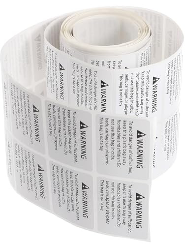 TOVINANNA Étiquettes D’Avertissement de Suffocation Autocollantes 4X3 CM Rouleau de 500 Pièces Adhésives pour Paquet Plastiques Protection Garçon et Filles Avertissement Sécurité Bébé