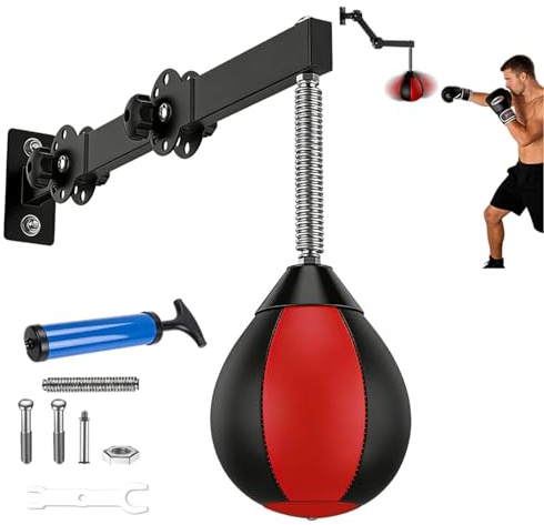 Saco de boxeo colgante para entrenamiento de velocidad, saco de boxeo para el hogar, altura ajustable y plegable, pera de boxeo para la puerta de fitness, entrenamiento de coordinación, pelota de