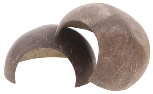TOYANDONA 2 Refugios Decorativos para Reptiles en Forma de Cáscara de Coco, Resistentes al Desgaste Decoración de Terrarios y Cajas de Reptiles