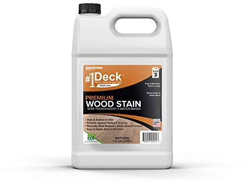 SaverSystems #1 Deck Premium Semi-Transparent Outdoor Wood Stain and Sealer in One - Water Based Wood Stain for Decks, Fences, & Siding - 1 Gallon (Natural)