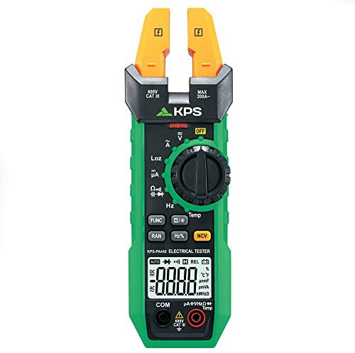 KPS-PA440 Pinza Amperimétrica Profesional con Maxilar Abierto - Multímetro Digital con Medición de Corriente AC 200A, Corriente DC 1000µA, Voltaje AC/DC 600V, Temperatura, Frecuencia, Capacidad y NCV