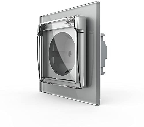 LIVOLO Steckdose mit Schutzabdeckung 1 Fach Grau C7-1WF/SR/C1EU-15