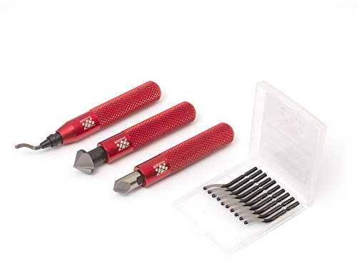 AFA Tooling Deburring Tool with 10 High-Speed Steel Rotary Burr Removal Blades and 2 Countersink Hand Reamers