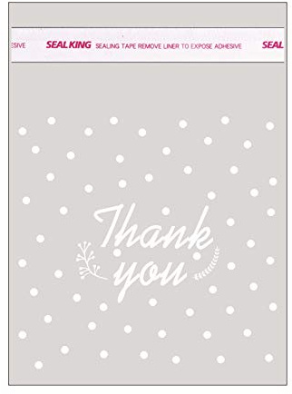 200 Pcs 4 x 4 Clear Bags OPP Plastic Party Bag for Bakery, Candy, Soap, Cookie (Thank you Pattern, 4x4)