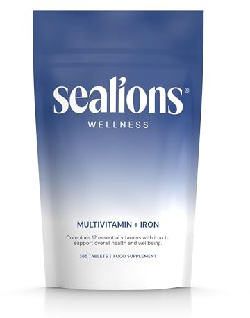 Sealions Multivitamin + Iron | 365 High Strength Vegetarian Tablets | Immunity Support, Energy Production & Reduce Tiredness | Up to 1 Year Supply
