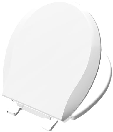 Aünsffer Toilet Seat Round Soft Close16.5'', Toilet Lid Slow Close Quiet No Slam, Easy Installation & Release，Safe PP Material Easy Clean, Comfortable Ergonomic Design, 2 Years Support, White Plastic