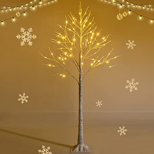 GOPLUS 120/150/180cm LED Baum innen, Lichterbaum Weihnachten mit 48/72/96 warmweißen LED Lichtern, künstlicher Weihnachtsbaum, Christbaum Birkenbaum Weihnachtsdeko für Zuhause, Party & Geburtstag