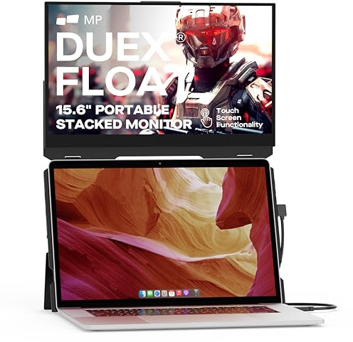 Portable Monitor - Mobile Pixels 15.6 Duex Float Portable Stacked Monitor, Full HD IPS Touchscreen (Built-in Kickstand), USB C/HDMI Laptop Screen Extender, Windows, MacOS, Linux, ChromeOS, Switch