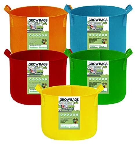 kopotma Pflanzsack, Bunte Pflanzgefäße aus Stoff, Pflanzbeutel aus Vliesstoff, Tomaten-Pflanzbeutel für Gemüse, Blumen, 12L+20L+30L+40L+60L