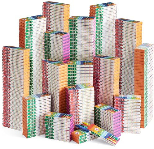 THE TWIDDLERS 288 Boxes of Mixed Coloured Wax Crayons - 4 Per Box, 1,152 Total - Bulk Kids Crayons Colouring Activity, Perfect for Weddings, School Classrooms, Restaurants, Party Bag Fillers