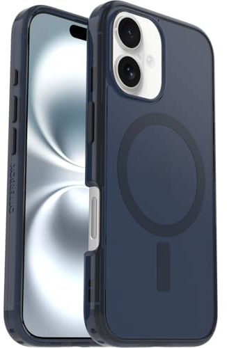OtterBox Symmetry Series Clear MagSafe transparente Hülle für iPhone 16, stoßfest, sturzsicher, schützende Hülle, 3X getestet nach Militärstandard, Transparent/Blau