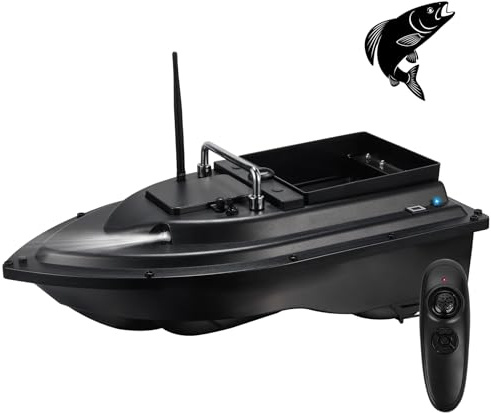 HEVMEVENI Bait Boat for Carp Fishing with 2KG Load Capacity, Cruise Control, Night Lights, Low Battery Alert - Ideal for Accurate Bait Delivery (Black)