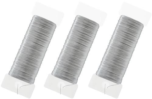 GWJX 180m x 0,35mmBasteldraht Dünn 3 Rollen Draht zum Basteln DIY Schmuckdraht für Schmuckherstellung Blumendraht Basteldrähtefür Floristik Blumenstrauß Stängelwickel (60m/Silber)