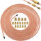 yotutun 7,62m Tubo di Freno in Rame, Ø3/16 (4,75mm) con 16 Connessioni Linea del Freno in Acciaio Condotti Freni In Rame Kit di Linee Freno Generale Bobina Di Ricambio per Automobile