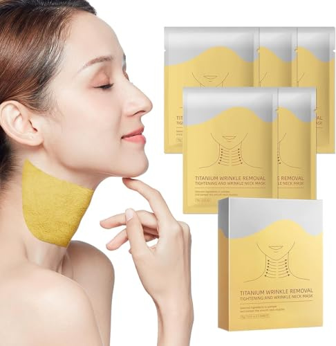 Halsmask med peptider och hyaluron, närande mask för halsen, 5 stycken | Med pantenol och bekväm att bära, anpassar sig halsbandet — perfekt för avslappnade vårdstunder hemma