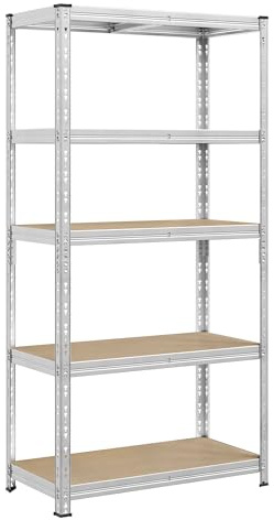 SONGMICS Étagère de Rangement Charge Lourde, 1 Pièce, 50 x 100 x 200 cm | Capacité de Charge jusqu’à 875 kg, Montage Facile, Tablettes Réglables, Argent, Collection COZORY GLR447E01