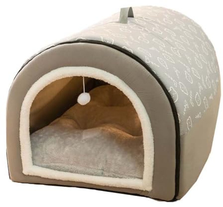 Dog Bed Large Pet Cave, 2 IN 1 Dog House Cat Igloo, Cozy Sleeping Bag for Dogs, Winter Warm Puppy Nest with Detachable Cushion, Foldable Washable (XL:75x50x50cm,Grey)