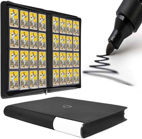 Premium Card Binder 16 Pocket - Fits 1408 Cards, 4x4 Ringless Card Album with Sleeves Compatible with Trading & Sports Cards（Model A，Classic Black）