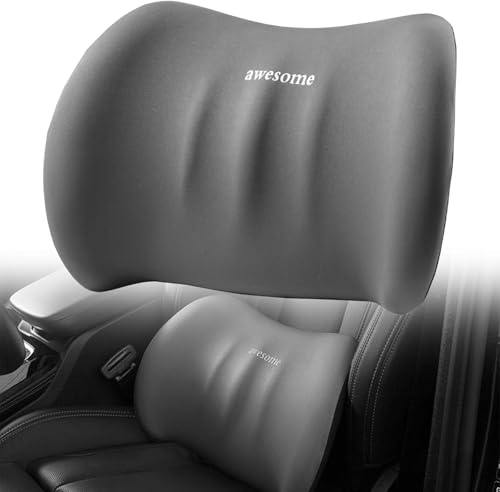 YITONGFU Cojin Lumbar Coche, Cojin Oficina, Respaldo de Espuma Viscoelástica para Asiento de Automóvil, para la Silla de Oficina y Asiento del Coche (Gris)