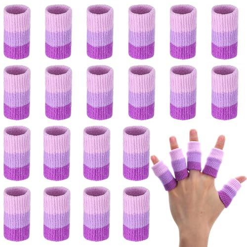 20 Pcs Crochet Finger Sleeve, Compression Knitting Finger Guards, Breathable Elastic Fingers Protectors for Crocheting, Writing & Craft Use