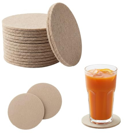 KHstylehoo 30 posavasos de fieltro redondos, posavasos de fieltro de alta calidad para vasos, posavasos de cristal perfectos y posavasos de fieltro, base de fieltro para vasos de bar, vasos (beige)