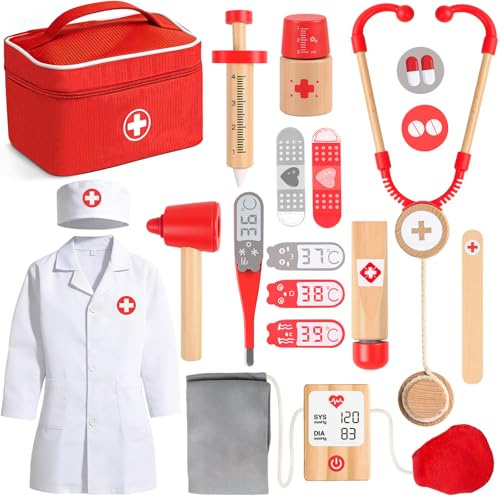 Maletin Medico Juguete de Madera, Juguete Niño 3 Años, Kit Medico Infantil