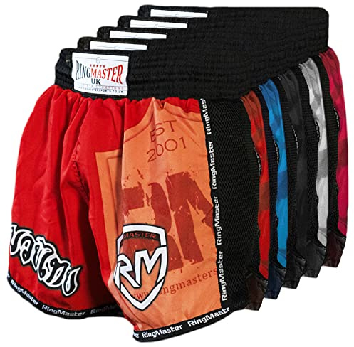 RingMaster Warrior Kids Kickboxing Thai Shorts Kick Training Clothing MMA Martial Arts (Red, XX Small)