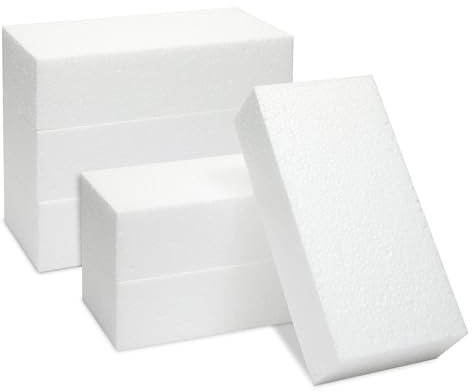 Confezione da 6 blocchi di schiuma per artigianato, rettangoli in polistirolo, per sculture artistiche, composizioni floreali, imballaggio (20 x 10 x 5 cm)
