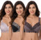 Curve Muse Grande Taille Non doublé Minimiseur Soutiens-Gorge sans Fil avec Dentelle brodée-Paquet de 3-Rose,Noir,Gris-110D/EU 95D