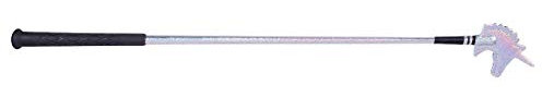 ARBO-INOX - Reitgerte - Einhorn - Glitzer - rosa Herzen - Weiss - 65cm (Weiss)