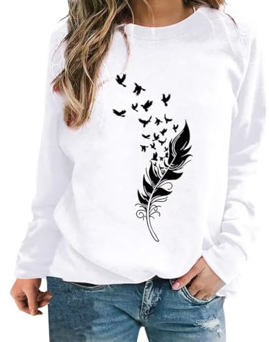 Lemooner Women's sportswear autumn and winter casual pullover top women's sportswear round neck printed long sleeved sportswear loose sportswear