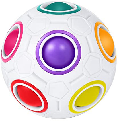 ROXENDA Rainbow Ball Magic Ball, Juego de Habilidad Bola de Rompecabezas - Cerebro Teaser y Bola de Estrés para Niños y Adultos (Blanco)