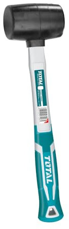 Total Tools - Maillet en caoutchouc - 220 g - Idéal pour les travaux de carrelage - Pour la pose de pièces en céramique - Frappe sans endommager la surface - Manche en fibre - Tête en caoutchouc