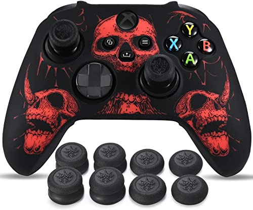 YoRHa Intaglio Laser Silicone Pelle Cassa Skin per Controller Xbox Series X/S x 1 (Rosso) con Thumb Grips x 8