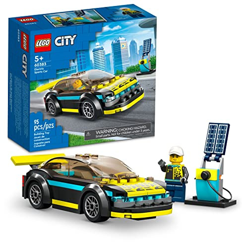 LEGO City Electric Sports Car 60383, Toy for 5 Plus Years Old Boys and Girls, Race Car for Kids Set with Racing Driver Minifigure, Building Toys